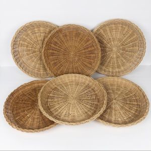 6 Vintage wicker paper plate holders wall decor